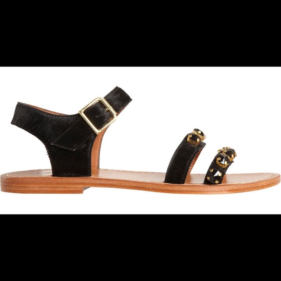Marni Shoes - Marni Black Calf Hair Embellished Flat Sandals